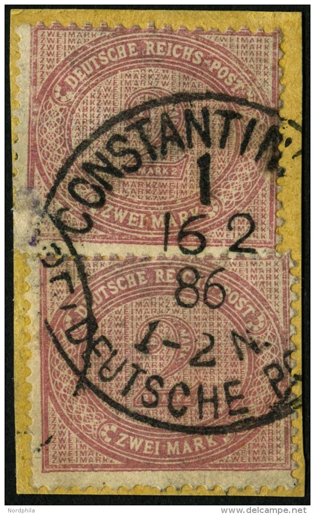 DP T&Uuml;RKEI V 37c BrfStk, 1886, 2 M. Mittelrosalila, 2x Auf Postabschnitt, Stempel Konstantinopel 6, Kleine M&auml;ng - Turkey (offices)