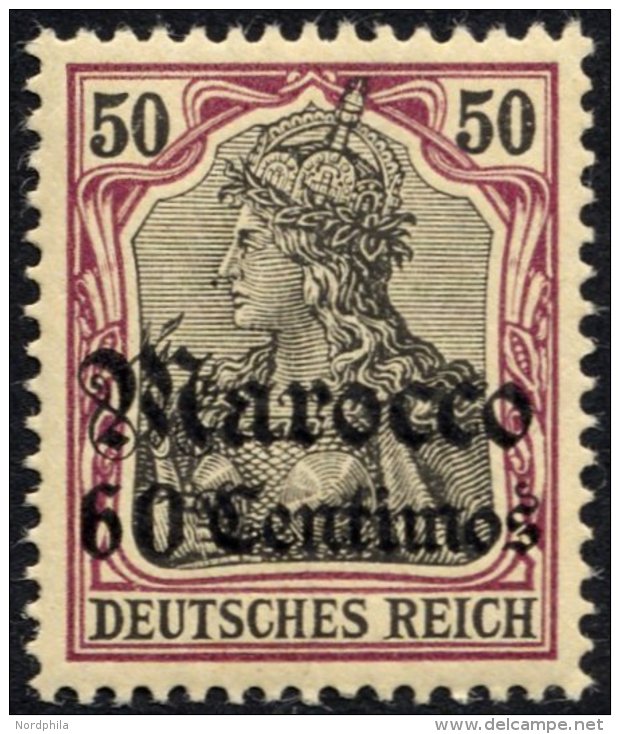 DP IN MAROKKO 28 **, 1905, 60 C. Auf 50 Pf., Ohne Wz., Postfrisch, Pracht, Mi. 70.- - Morocco (offices)