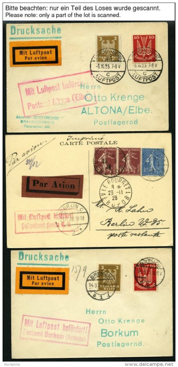 LUFTPOSTBEST&Auml;TIGUNGSSTPL 1921-1934, Sammlung Luftpostbest&auml;tigungsstempel Von 67 Belegen, Dabei Altona (Elbe), - Flugzeuge