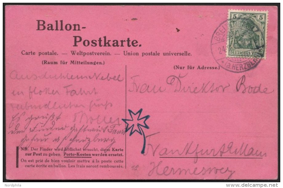 BALLON-FAHRTEN 1897-1916 23.9.1909, Frankfurter Verein F&uuml;r Luftschiffahrt Frankfurt Am Main, Abwurf Vom Ballon TILL - Fesselballons