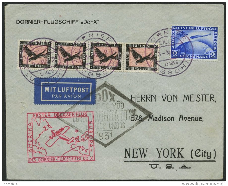 DO-X LUFTPOST DO 8 BRIEF, 3.5.1931, Deutsche Bordpostaufgabe Zum Flug Vila Cisneros-S&uuml;damerikafahrt Und Nach Nordam - Lettres & Documents