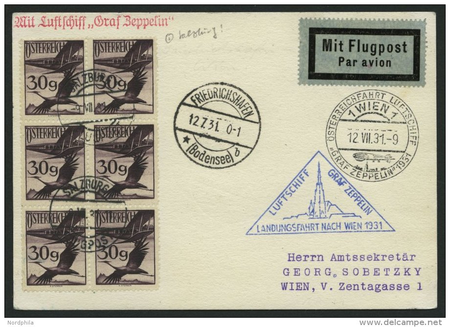 ZULEITUNGSPOST 116 BRIEF, &Ouml;sterreich: 1931, &Ouml;sterreichfahrt, &uuml;ber Fr`hafen Nach Wien, Prachtkarte - Zeppelins