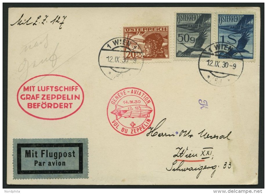 ZULEITUNGSPOST 86 BRIEF, &Ouml;sterreich: 1930, Fahrt Nach Genf, Karte Feinst - Zeppelins