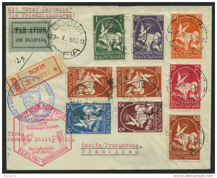 ZULEITUNGSPOST 202B BRIEF, Bulgarien: 1933, 1. S&uuml;damerikafahrt, Anschlu&szlig;flug Ab Berlin, Prachtbrief, R! - Zeppeline
