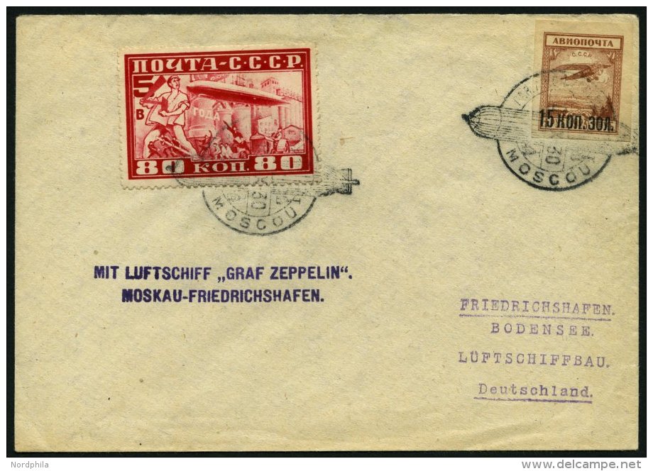 ZEPPELINPOST 85Bb BRIEF, 1930, R&uuml;ckfahrt Von Russland, Frankiert Mit 80 Kop., Prachtbrief - Zeppelins