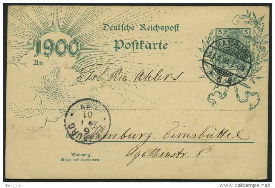 GANZSACHEN PP 19F34/02 BRIEF, Privatpost: 1901, 5 Pf. Reichspost Hamburg-Segelschiffhafen, Stempel HAMBURG * 6a, Prachtk - Other & Unclassified