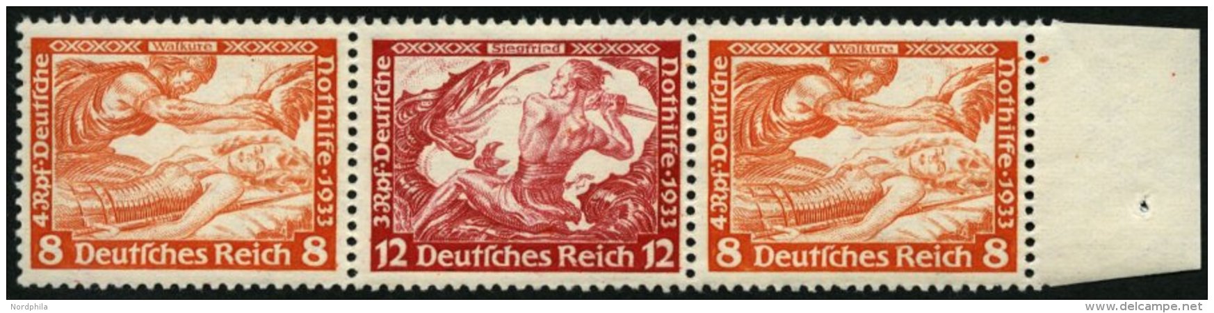 ZUSAMMENDRUCKE W 58 **, 1933, Wagner 8 + 12 + 8, Pracht, Mi. 90.- - Se-Tenant
