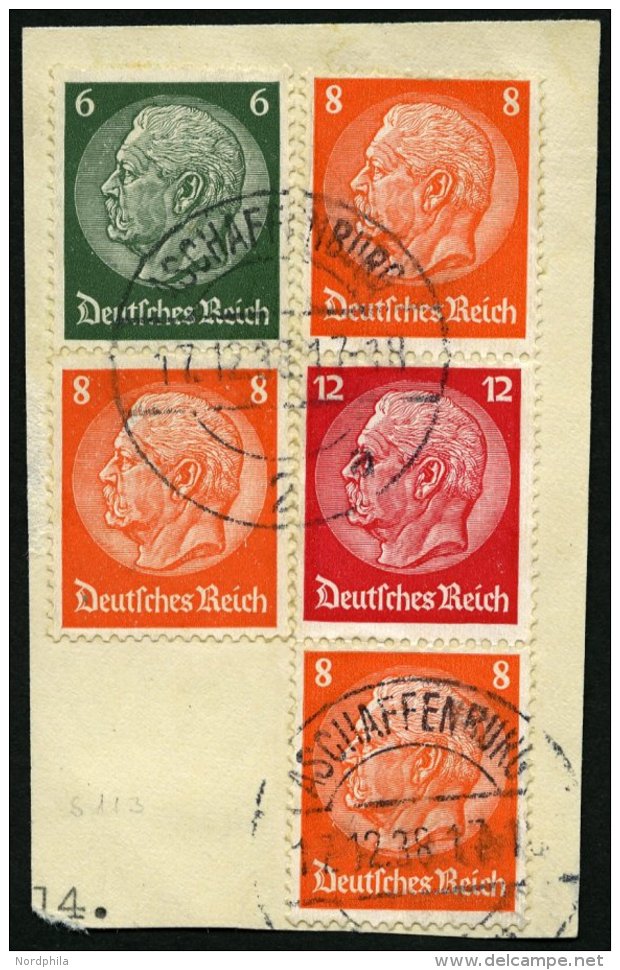 ZUSAMMENDRUCKE S 113 BrfStk, 1933, Hindenburg 8 + 12 + 8 Mit Zusatzfrankatur Auf Briefst&uuml;ck, Pracht, Mi. 120.- - Se-Tenant
