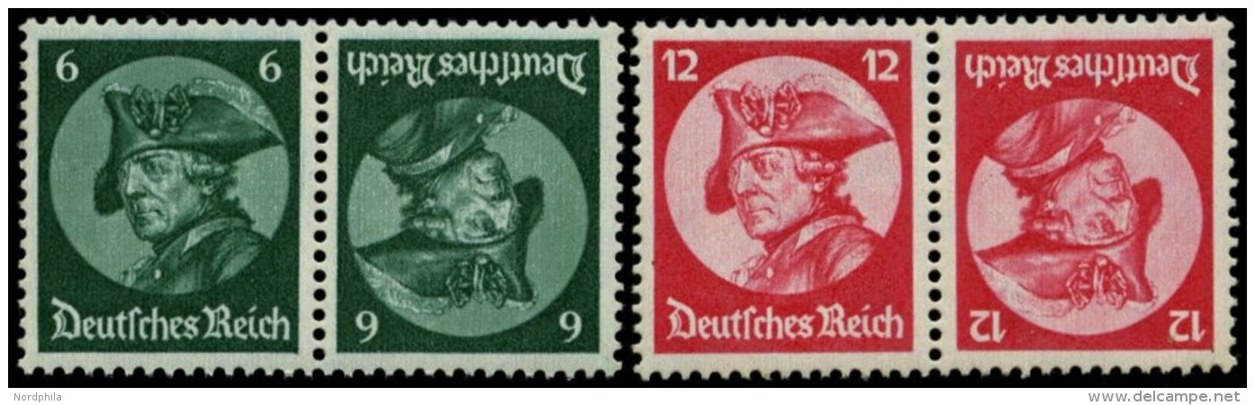 ZUSAMMENDRUCKE K 17/8 **, 1933, Fridericus 6 + 6 Und 12 + 12, Beide Kehrdrucke, Pracht, Mi. 80.- - Se-Tenant