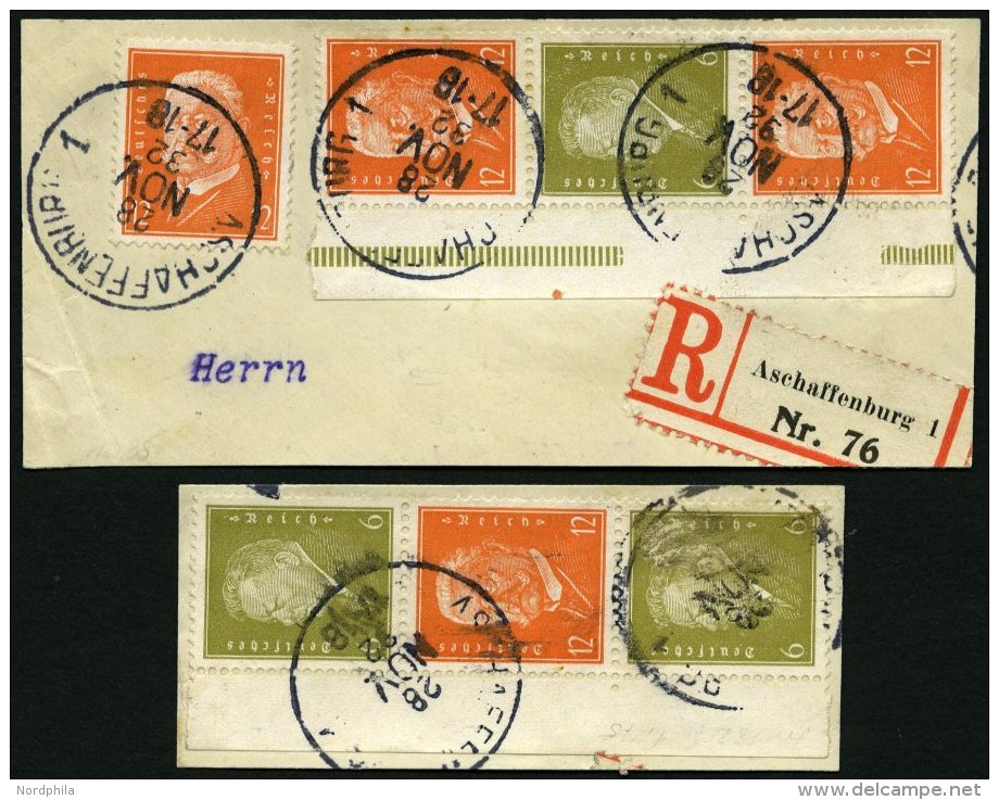 ZUSAMMENDRUCKE S 47,49 BrfStk, 1932, Reichspr&auml;sidenten 6 + 12 + 6 Und 12 + 6 + 12, 2 Bedarfsbriefst&uuml;cke, Feins - Se-Tenant