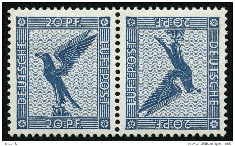 ZUSAMMENDRUCKE K 8 *, 1931, Adler Kehrdruck 20 + 20, Falzrest, Pracht, Mi. 210.- - Se-Tenant