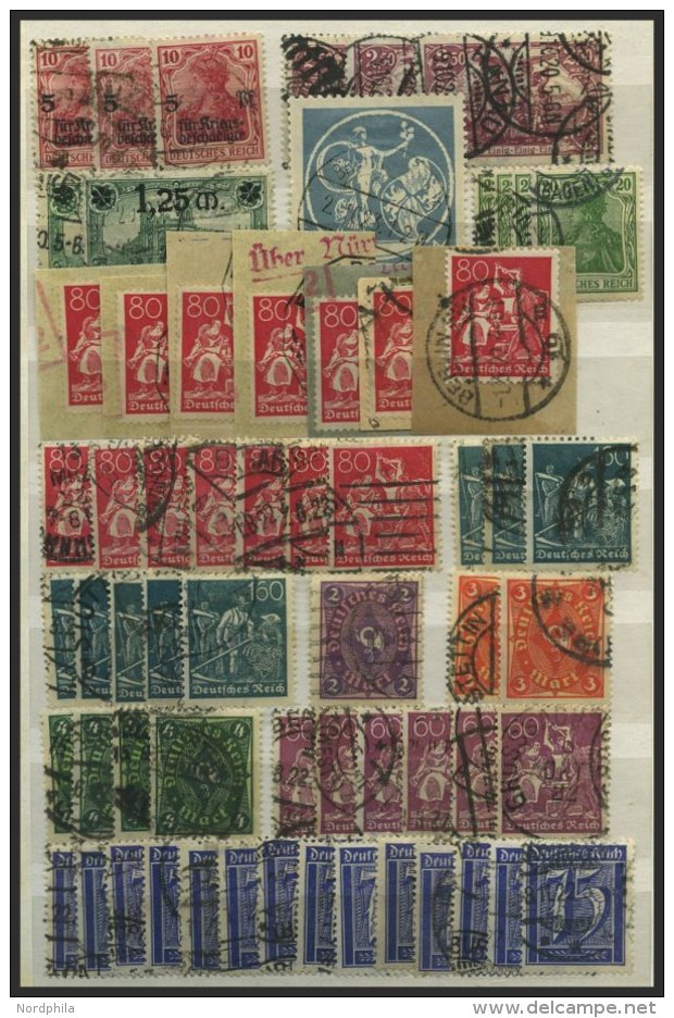 LOTS O,BrfStk , 1919-23, Sauber Gesteckte Dublettenpartie Inflation Von &uuml;ber 360 Meist Kleineren Werten Im Einsteck - Used Stamps