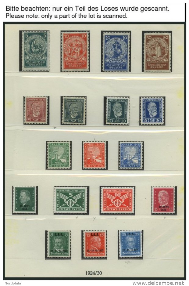 SAMMLUNGEN **,* , Ungebrauchte Sammlung Dt. Reich Von 1923-32 Auf Lindner Falzlosseiten Mit Guten Postfrischen Ausgaben, - Used Stamps