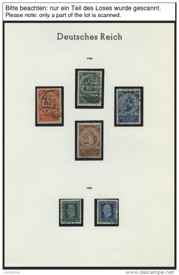 SAMMLUNGEN, LOTS O, Gestempelte Sammlung Dt. Reich Von 1923-32 Auf Leuchtturm Falzlosseiten, U.a. Mit Mi.Nr. 351-54, 378 - Used Stamps