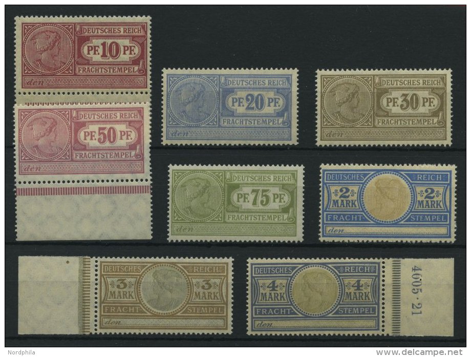 DIENSTMARKEN **, 1906, 10 Pf. - 4 Mk. Frachtstempelmarken, Wz. Kreuzbl&uuml;ten, 8 Werte Postfrisch, Pracht - Officials