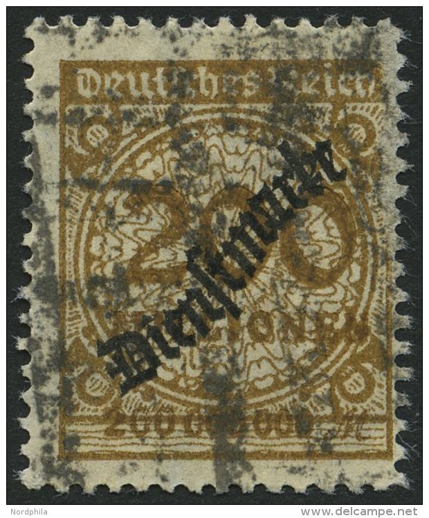 DIENSTMARKEN D 83a O, 1923, 200 Mio. M. Ockerbraun, Feinst (rechts Nachgez&auml;hnt), Gepr. Peschl, Mi. 200.- - Officials