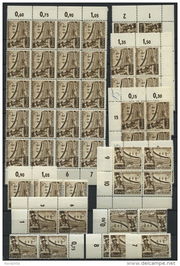 Dt. Reich 739-42 **, 1940, Leipziger Fr&uuml;hjahrsmesse, 50 S&auml;tze, Meist In Bogenteilen, Pracht, Mi. 500.- - Used Stamps