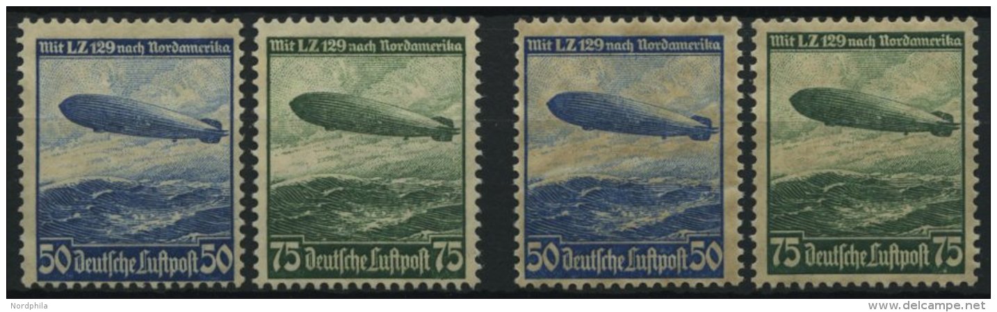 Dt. Reich 606/7X,Y (*),* , 1936, Luftschiff Hindenburg, Beide Wz., 4 Prachtwerte, Mi. 105.- - Other & Unclassified