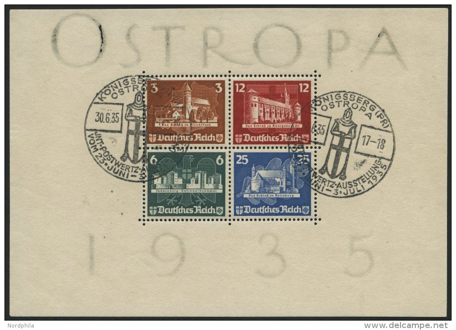 Dt. Reich Bl. 3 O, 1935, Block OSTROPA, Sonderstempel, Wasserzeichen Gebrochen, Marken Pracht, Mi. 900.- - Used Stamps