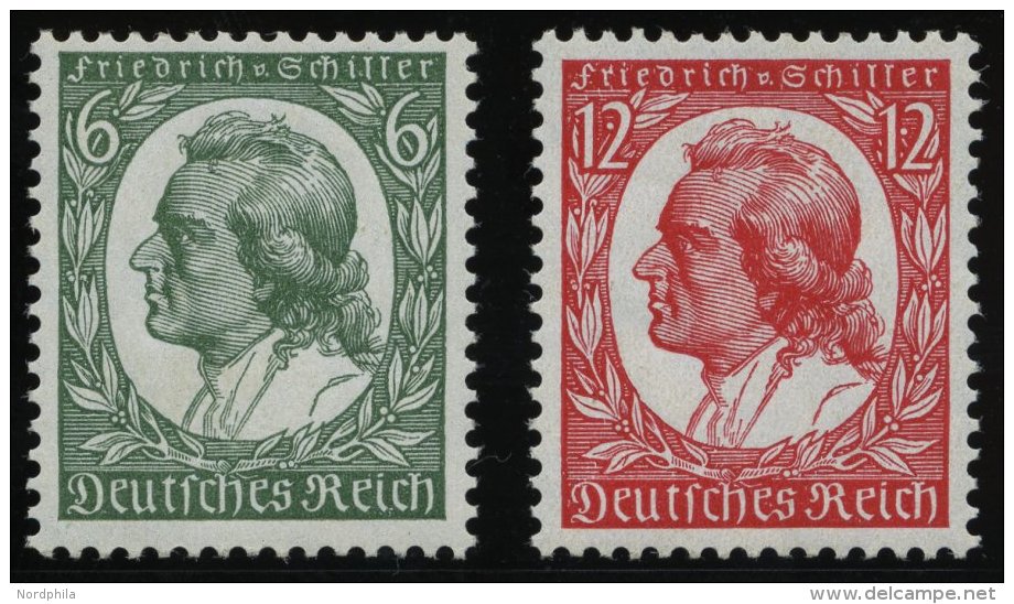 Dt. Reich 554/5 **, 1934, Schiller, Normale Z&auml;hnung, Pracht, Mi. 110.- - Used Stamps