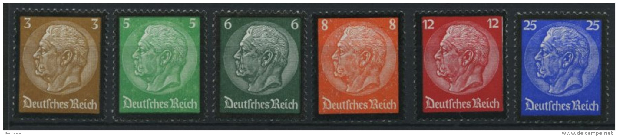 Dt. Reich 548-53 **, 1934, Hindenburg-Trauer, Prachtsatz, Mi. 140.- - Used Stamps