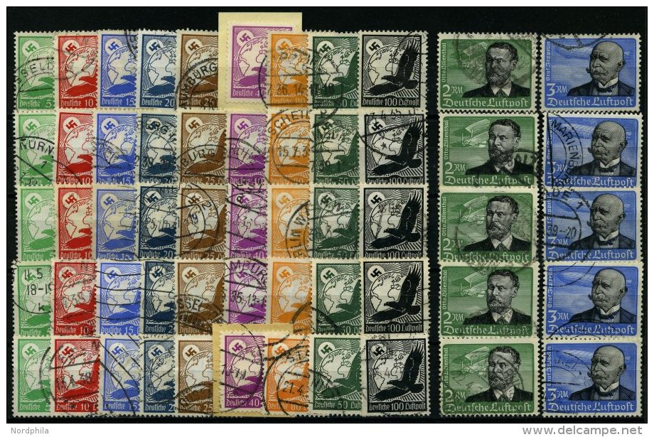 Dt. Reich 529-39x O, 1934, Flugpost, 5 S&auml;tze Feinst/Pracht, Mi. 475.- - Used Stamps