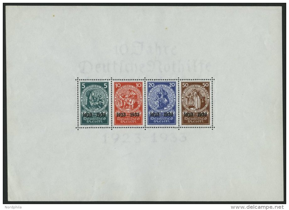 Dt. Reich Bl. 2 **, 1933, Block Nothilfe, Originalgr&ouml;&szlig;e, Postfrisch, Ein Brauner Punkt Im Rand Und Unbedeuten - Used Stamps