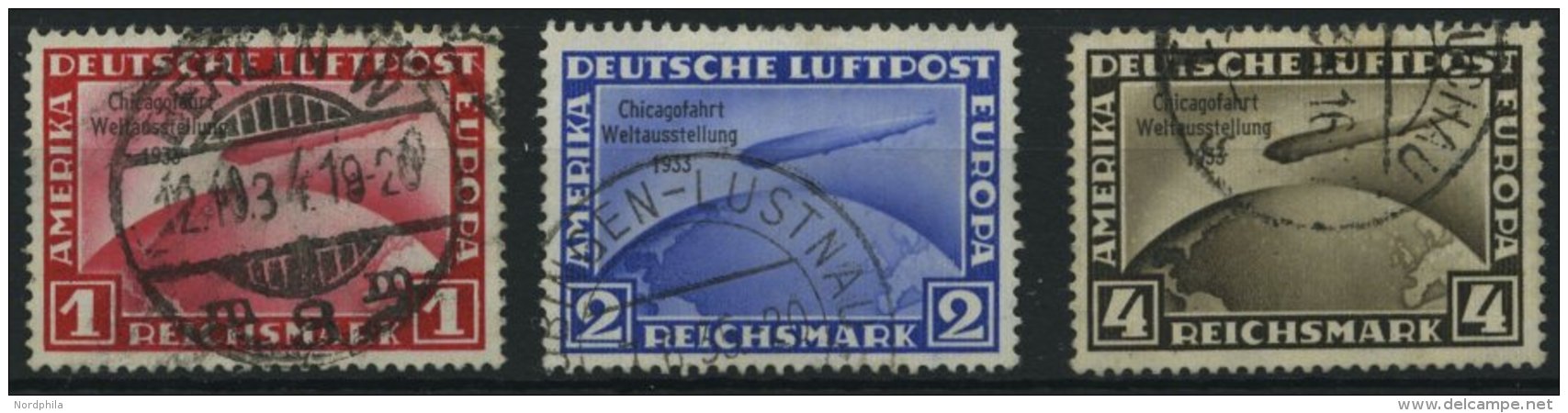 Dt. Reich 496-98 O, 1933, Chicagofahrt, 1 RM Bugspur, Satz Feinst, Mi. 1000.- - Other & Unclassified