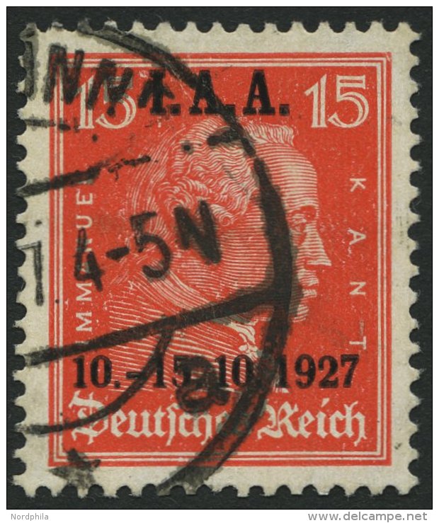 Dt. Reich 408 O, 1927, 15 Pf. I.A.A., Pracht, Mi. 85.- - Used Stamps