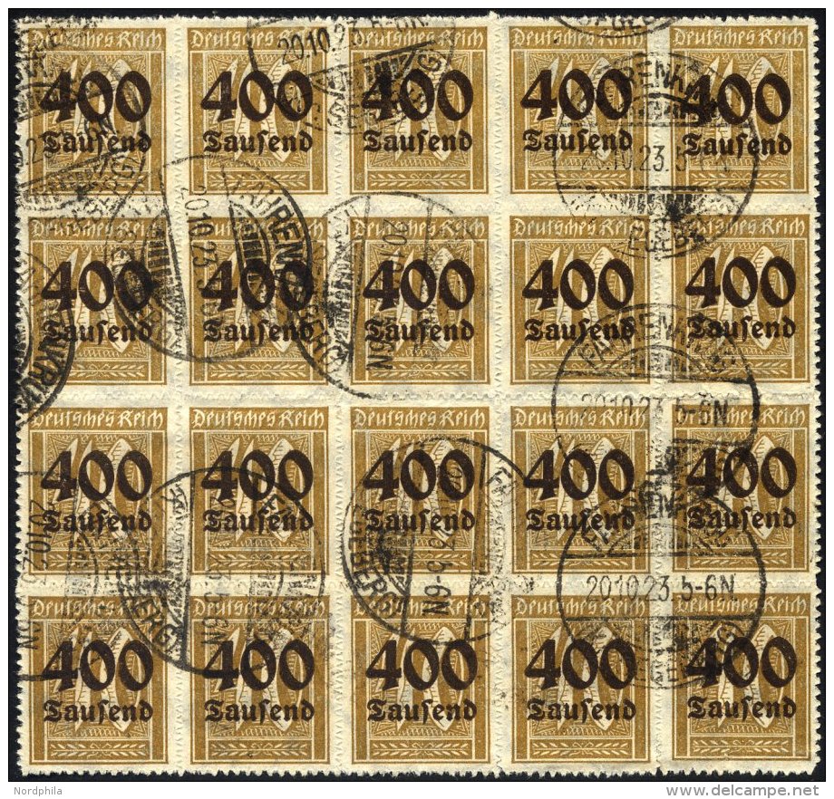 Dt. Reich 300 O, 1923, 400 Tsd. Auf 40 Pf. Dunkelgelbocker Im Bogenteil Von 20 Werten, Feinst/Pracht (einige Werte B&uum - Used Stamps