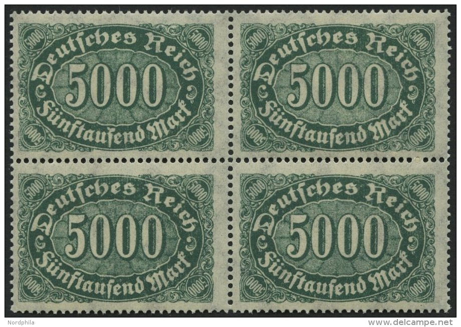 Dt. Reich 256cI **, 1922, 5000 M. Dunkelbl&auml;ulichgr&uuml;n Mit Abart S In F&uuml;nftausend Oben Mit Haken, Im Vierer - Used Stamps