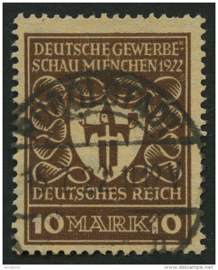 Dt. Reich 203b O, 1922, 10 M. Lilabraun Gewerbeschau, &uuml;blich Gez&auml;hnt Pracht, Gepr. Infla, Mi. 120.- - Other & Unclassified