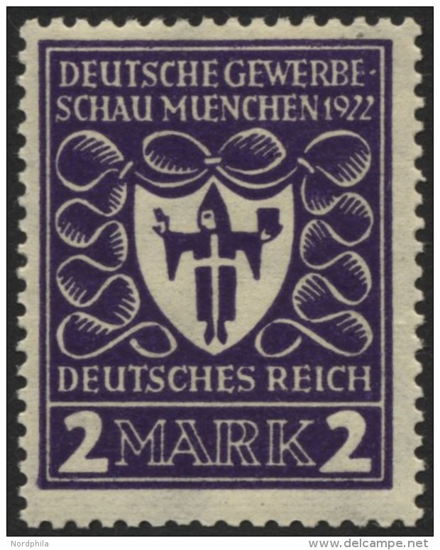 Dt. Reich 200b **, 1922, 2 M. Dunkelpurpurviolett Gewerbeschau, Pracht, Gepr. Infla, Mi. 80.- - Used Stamps