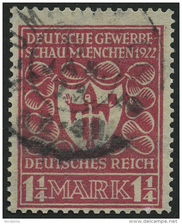 Dt. Reich 199b O, 1922, 11/4 M. Hellilarosa Gewerbeschau, Feinst (nachgez&auml;hnt), Gepr. Zenker, Mi. 400.- - Used Stamps