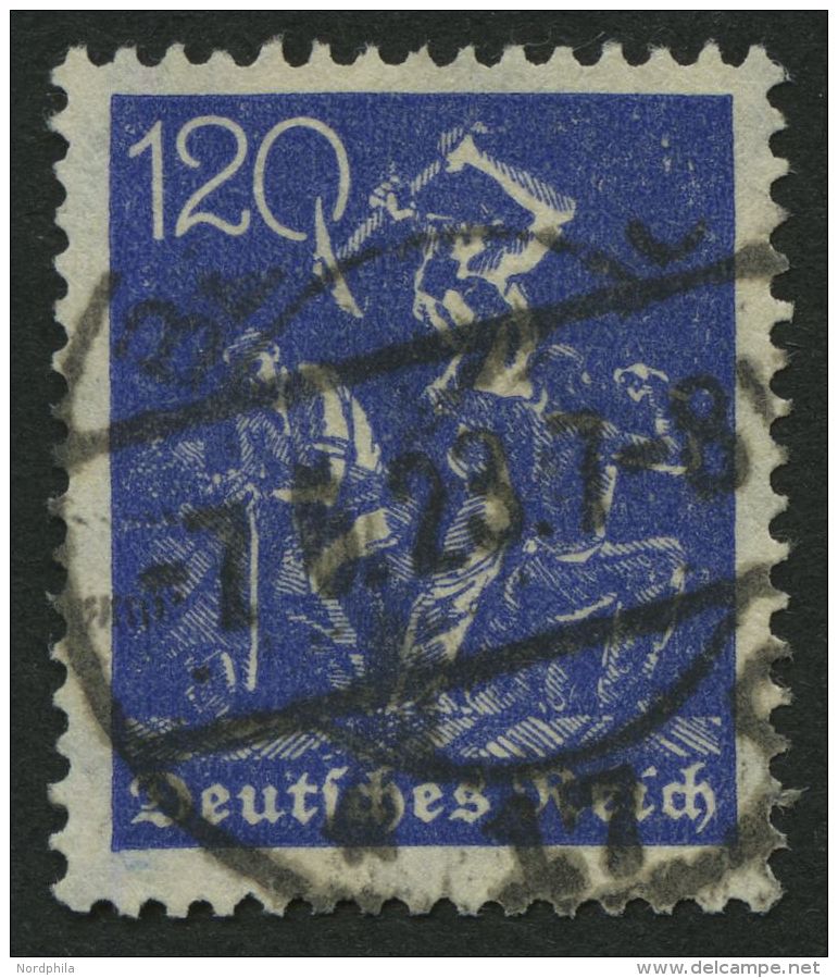 Dt. Reich 188 O, 1922, 120 Pf. Schw&auml;rzlichblau, Wz. 2, Pracht, Gepr. Dr. D&uuml;ntsch, Mi. 140.- - Other & Unclassified