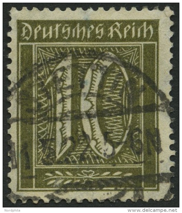 Dt. Reich 178 O, 1922, 10 Pf. Braunoliv, Wz. 2, &uuml;blich Gez&auml;hnt Pracht, Gepr. Gaedicke, Mi. 240.- - Used Stamps