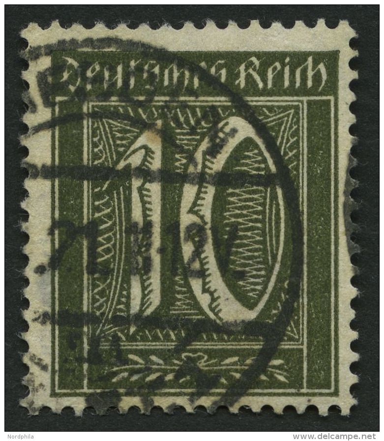 Dt. Reich 159b O, 1921, 10 Pf. Schwarzoliv, Normale Z&auml;hnung, Pracht, Gepr. Weinbuch, Mi. 350.- - Other & Unclassified