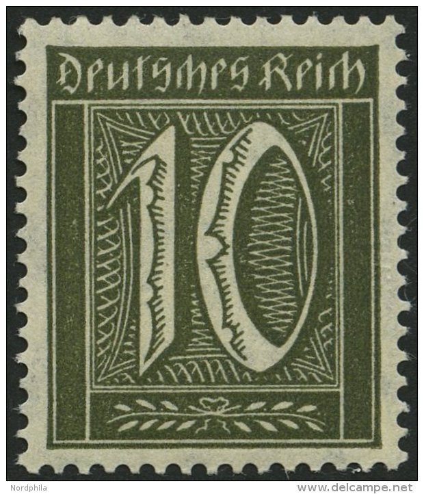 Dt. Reich 159b *, 1921, 10 Pf. Schwarzoliv, Falzrest, Pracht, Gepr. Winkler, Mi. 70.- - Used Stamps