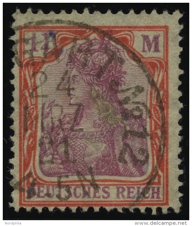 Dt. Reich 151Y O, 1920, 11/4 M. Orangerot/dunkelkarminlila, Wz. Kreuzbl&uuml;ten, Leichte Bugspur Sonst Pracht, Fotoatte - Used Stamps