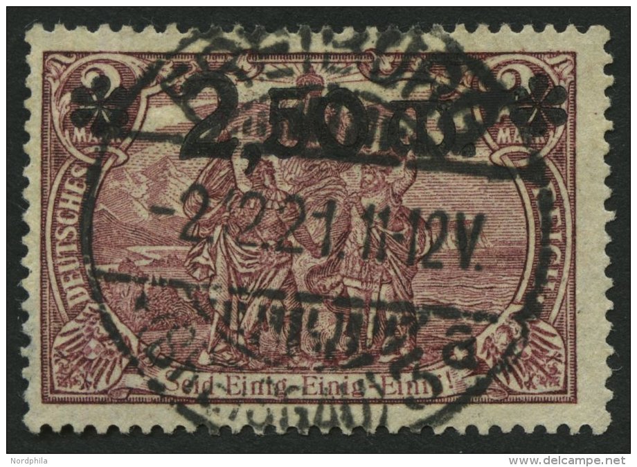 Dt. Reich 118c O, 1920, 2.50 M. Auf 2 M. Lilabraun, Zentrischer Stempel FREIBURG, Pracht, R!, Fotoattest Winkler , Mi. ( - Other & Unclassified