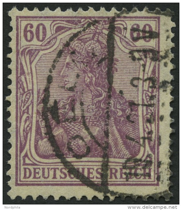 Dt. Reich 92IIc O, 1916, 60 Pf. Braunpurpur Kriegsdruck, Normale Z&auml;hnung, Pracht, Gepr. J&auml;schke-L., Mi. 140.- - Used Stamps