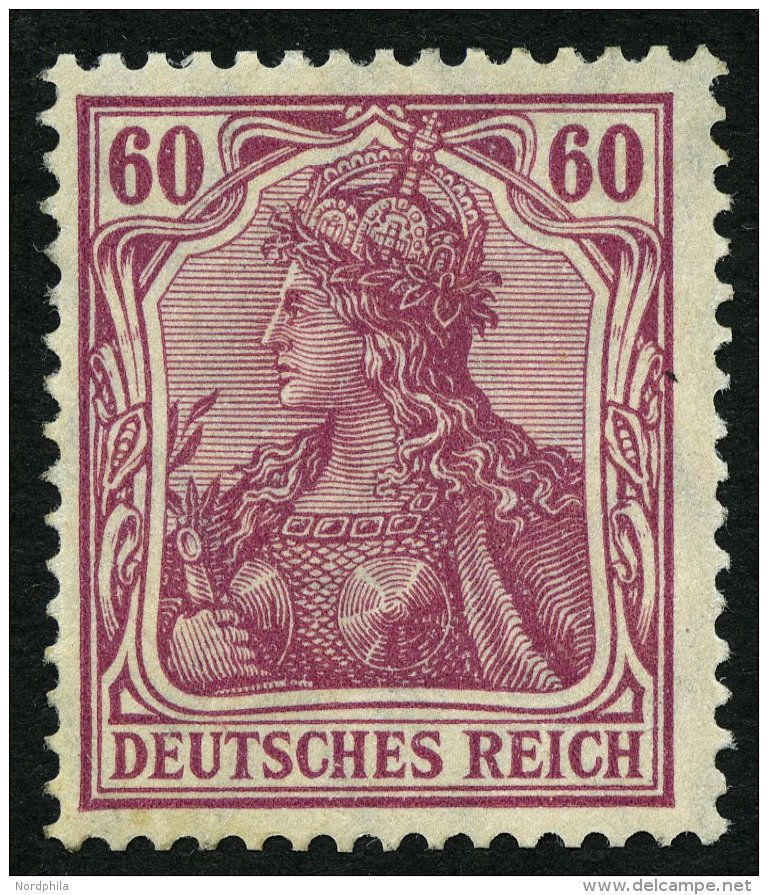 Dt. Reich 92Ia *, 1911, 60 Pf. Graulila Friedensdruck, Pracht, Gepr. J&auml;schke, Mi. 250.- - Used Stamps