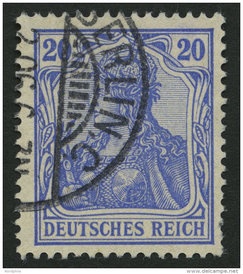 Dt. Reich 72b O, 1902, 20 Pf. Lilaultramarin Germania, Ohne Wz., Feinst, Gepr. J&auml;schke-L., Mi. 100.- - Other & Unclassified