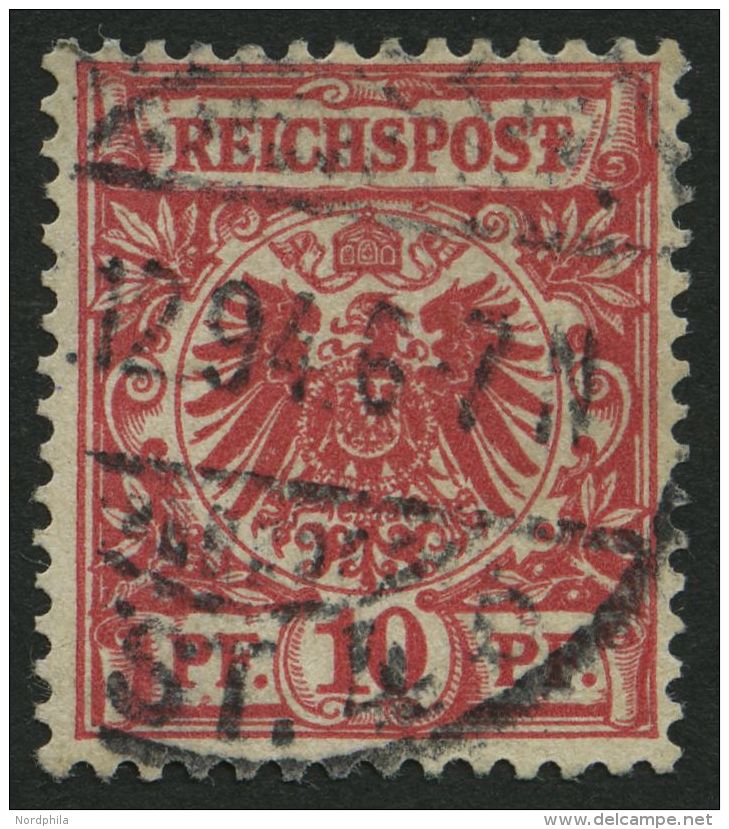 Dt. Reich 47cI O, 1893, 10 Pf. Br&auml;unlichrot Mit Plattenfehler T Von Reichspost Mit Querbalken, Pracht, Gepr. Starau - Other & Unclassified