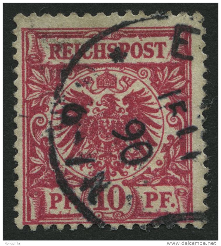 Dt. Reich 47aa O, 1889, 10 Pf. Lilakarmin, Normale Z&auml;hung, Pracht, Gepr. Petry, Mi. 100.- - Other & Unclassified