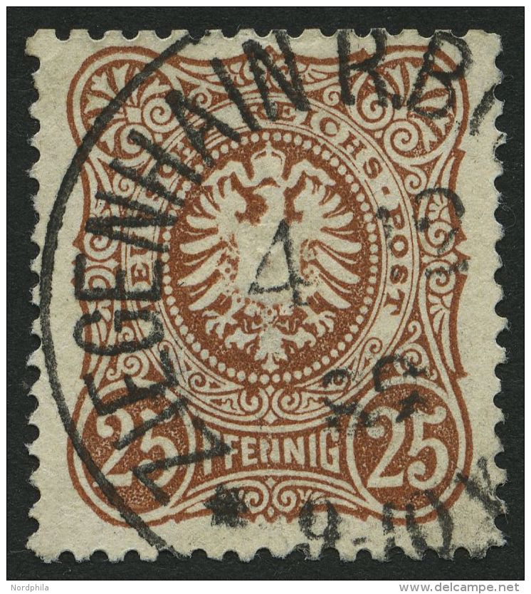 Dt. Reich 43a PF IV O, 1880, 25 Pf. Braun Mit Plattenfehler Erstes N In Pfennig Durchbrochen, Helle Stelle Sonst Pracht, - Other & Unclassified