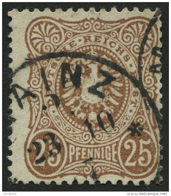 Dt. Reich 35aa O, 1877, 25 Pfe. Fahlrosabraun, Normale Z&auml;hnung, Pracht, Gepr. Wiegand, Mi. 100.- - Other & Unclassified