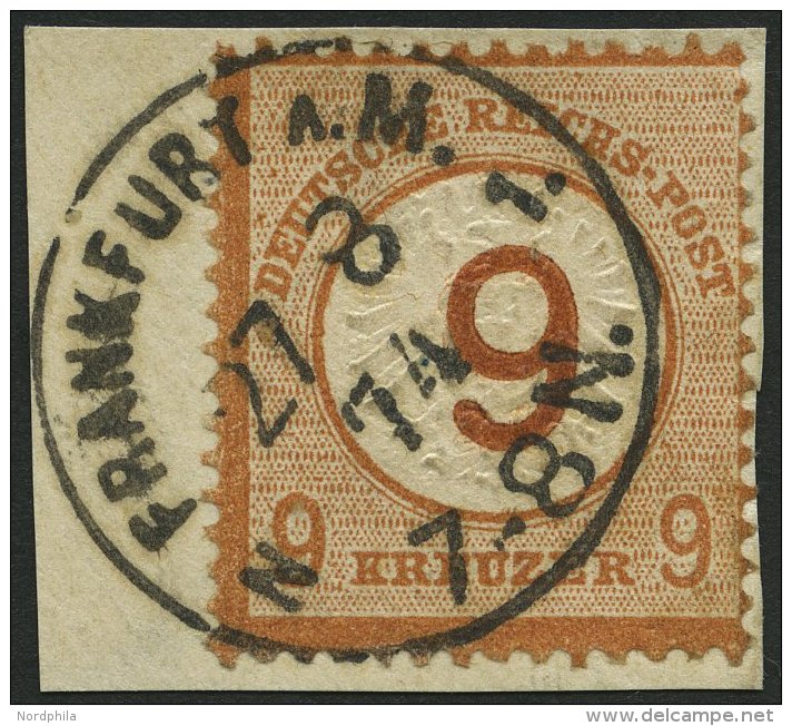 Dt. Reich 30 BrfStk, 1874, 9 Auf 9 Kr. Braunorange, K1 FRANKFURT A.M., Prachtbriefst&uuml;ck, Fotoattest Brugger, Mi. (6 - Gebruikt