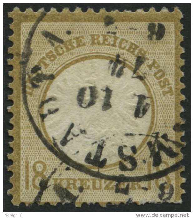 Dt. Reich 28 O, 1872, 18 Kr. Schw&auml;rzlichocker, Fotobefund Sommer: Farbfrische Marke, Erkennbar Gepr&auml;gt, Mit Za - Used Stamps