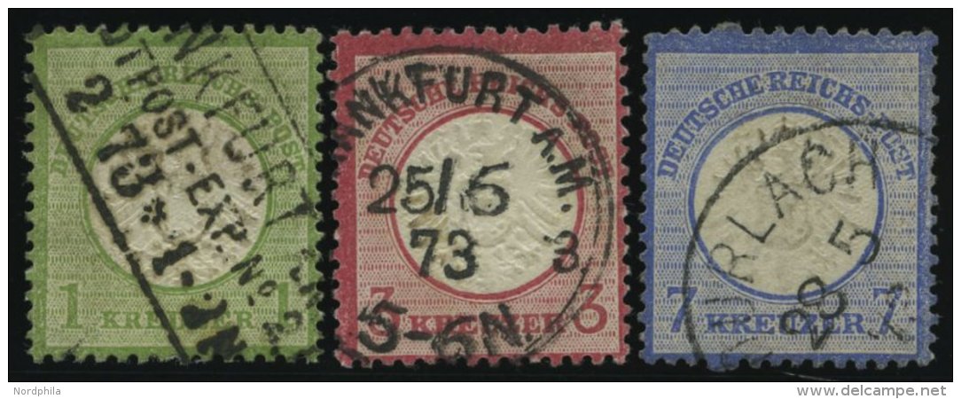Dt. Reich 23,25/6 O, 1872, 1, 3 Und 7 Kr. Gro&szlig;e Brustschilde, 2 Prachtwerte, Mi. 144.- - Used Stamps